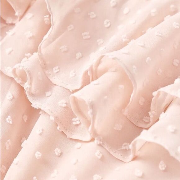 LULU’S Women’s Pink Romper Off The Shoulder Ruffle Hem Barbiecore Large NWT - Picture 4 of 5